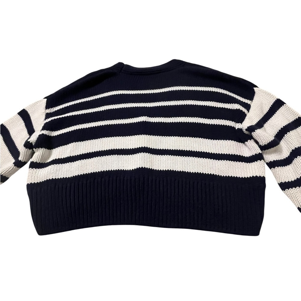 Zara Navy White Stripe Cropped Cardigan Coastal Prep Sailor Knit S - Picture 4 of 8